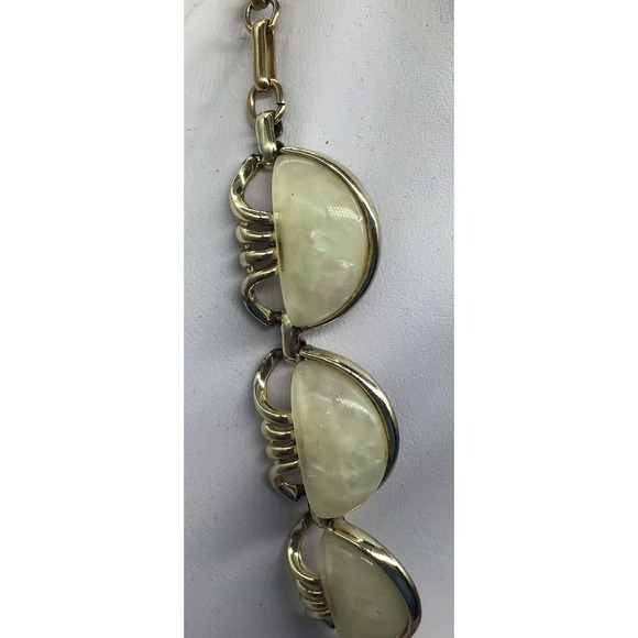 Vtg Coro Costume Jewelry Short Gold Tone Opalite Necklace, 1 Cracked Photo - Picture 2 of 6